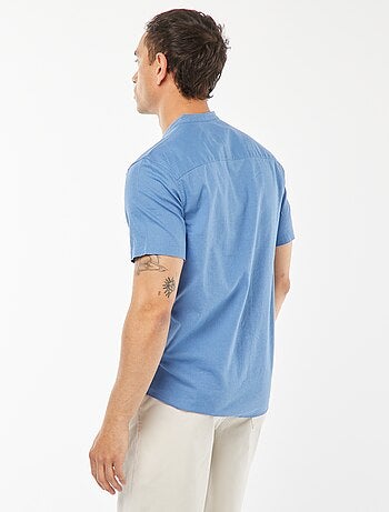 Chemise unie manches courtes col mao