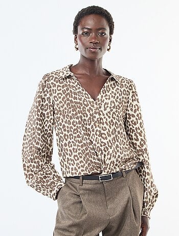 Chemisier à manches à motif léopard 'JDY'