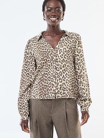 Chemisier à manches à motif léopard 'JDY'