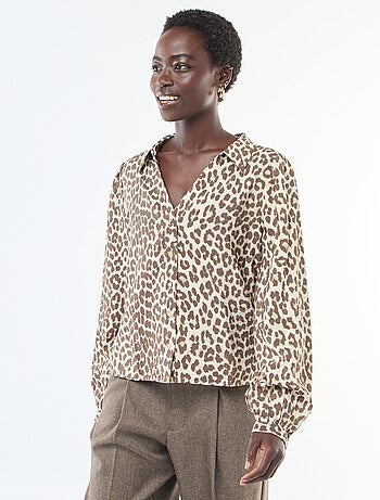Chemisier à manches à motif léopard 'JDY'