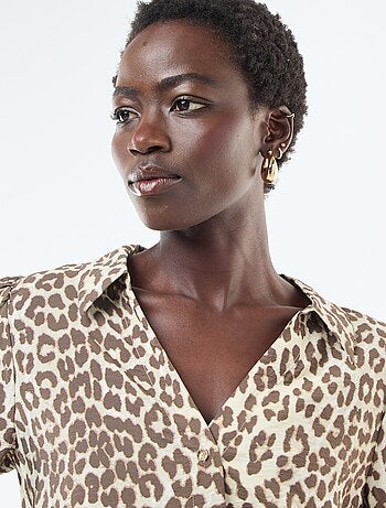 Chemisier à manches à motif léopard 'JDY'