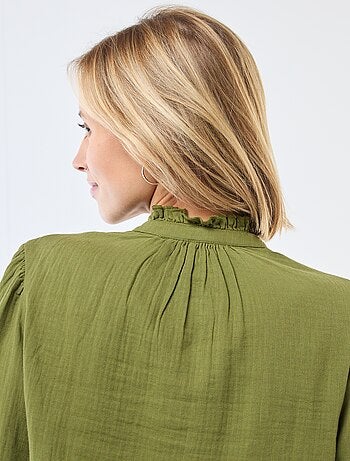 Chemisier en gaze de coton avec bords ondulés