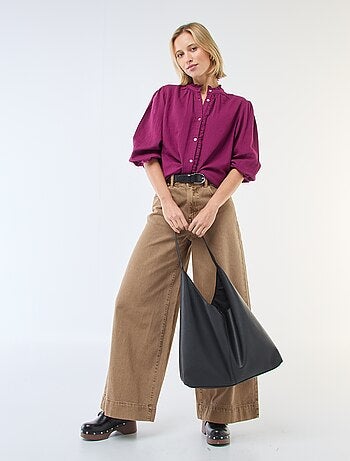 Chemisier en gaze de coton avec bords ondulés