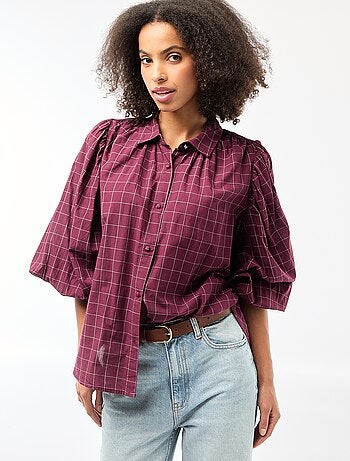 Chemisier fluide imprimé carreaux