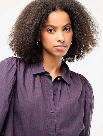 Chemisier fluide imprimé carreaux