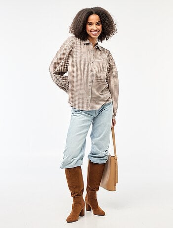 Chemisier fluide imprimé carreaux