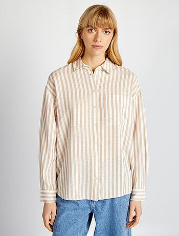Chemisier long avec poche poitrine avec 20% de lin