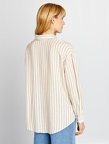 Chemisier long avec poche poitrine avec 20% de lin