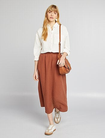 Chemisier long avec poche poitrine avec 20% de lin