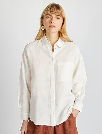 Chemisier long avec poche poitrine avec 20% de lin