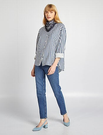 Chemisier long avec poche poitrine avec 20% de lin