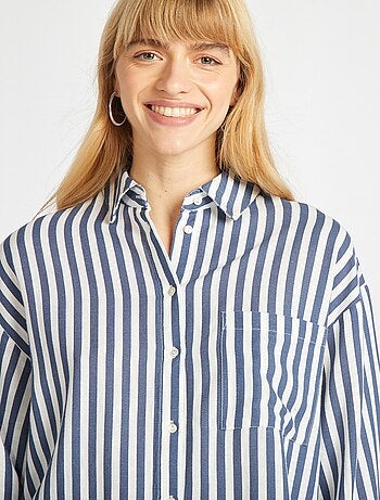 Chemisier long avec poche poitrine avec 20% de lin