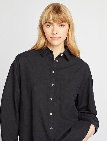 Chemisier long avec poche poitrine avec 20% de lin