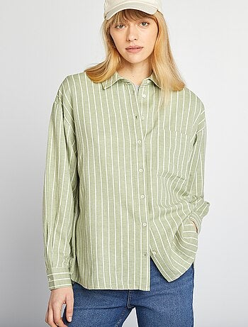 Chemisier long avec poche poitrine avec 20% de lin