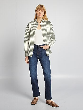 Chemisier long avec poche poitrine avec 20% de lin