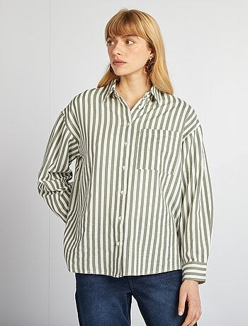 Chemisier long avec poche poitrine avec 20% de lin