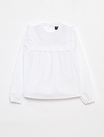 Chemisier manches longues avec plastron volanté