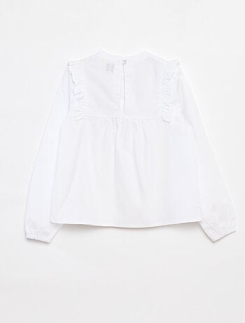 Chemisier manches longues avec plastron volanté