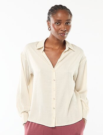 Chemisier manches longues en satin uni