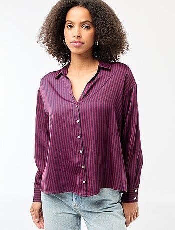 Chemisier manches longues en satin uni