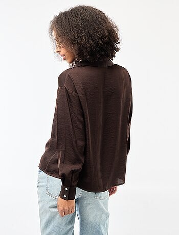 Chemisier manches longues en satin uni