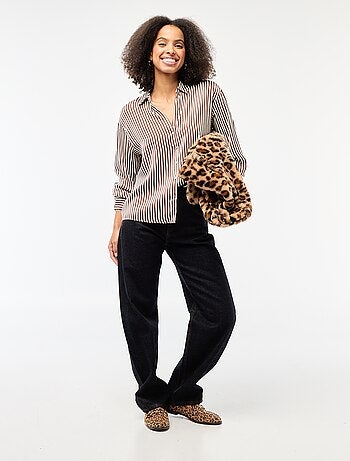 Chemisier manches longues en satin uni