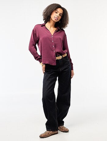 Chemisier manches longues en satin uni