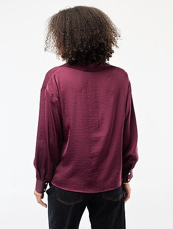 Chemisier manches longues en satin uni