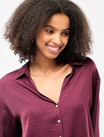 Chemisier manches longues en satin uni