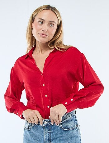 Chemisier manches longues en satin uni