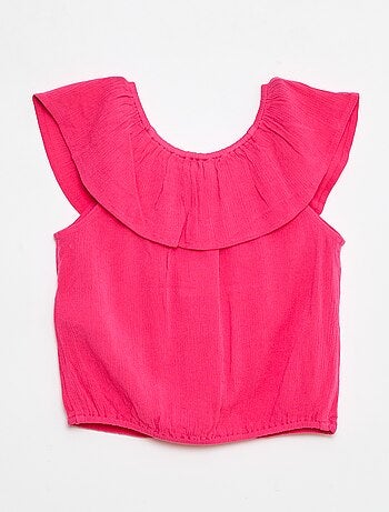 Chemisier sans manches boutonné volanté