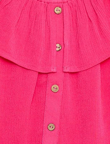 Chemisier sans manches boutonné volanté