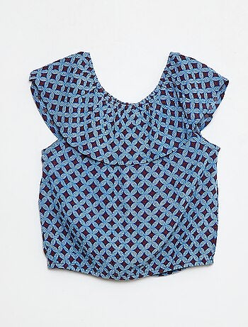 Chemisier sans manches boutonné volanté