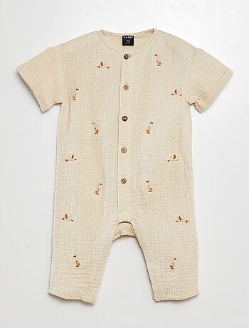 Combinaison en gaze de coton broderies 'oies'