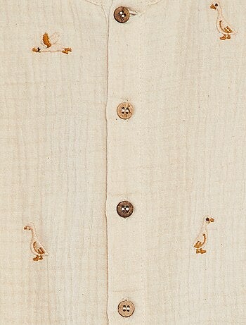 Combinaison en gaze de coton broderies 'oies'