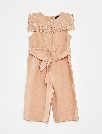 Combinaison longue avec col fantaisiste et ceinture