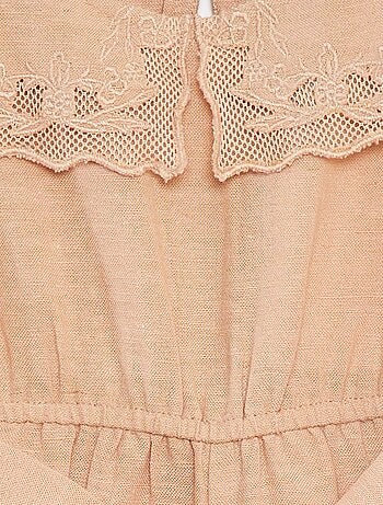 Combinaison longue avec col fantaisiste et ceinture