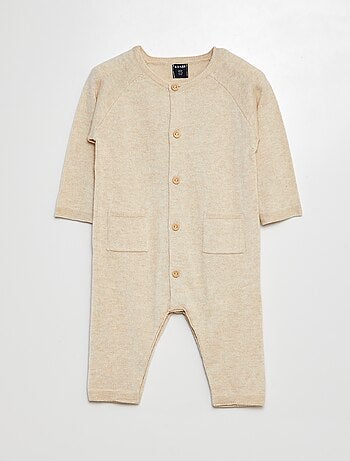 Combinaison longue en maille tricot boutonnée