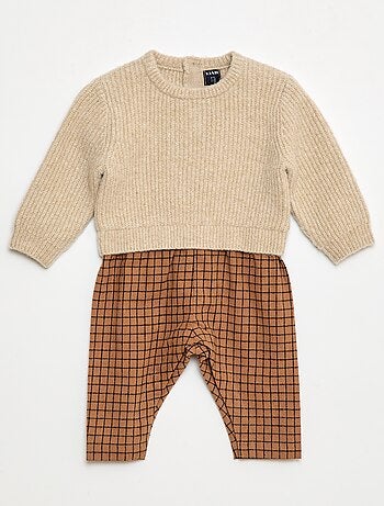 Combinaison tricot et flanelle