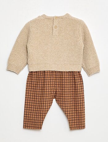 Combinaison tricot et flanelle