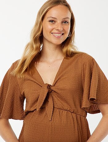 Combishort de maternité en maille gaufrée