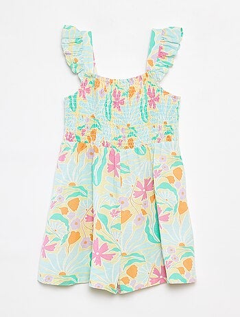 Combishort volantée en lin mélangé