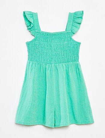 Combishort volantée en lin mélangé