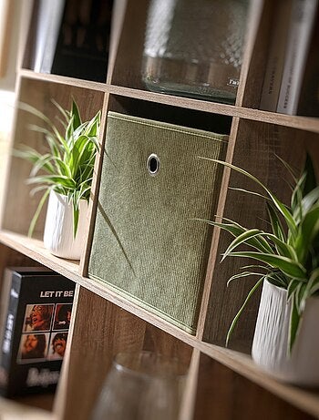 Cube de rangement en velours côtelé