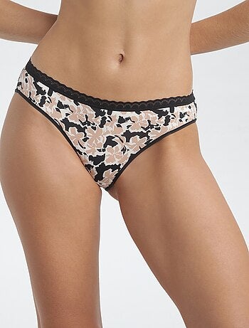 Culotte en microfibre et dentelle 'Dim'