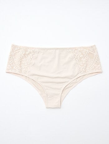 Culotte haute en microfibre et dentelle