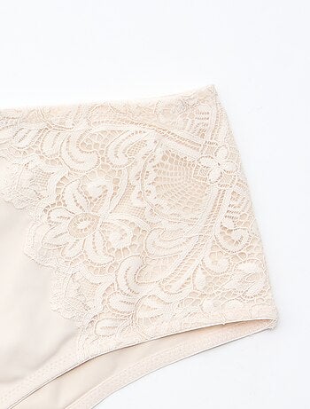 Culotte haute en microfibre et dentelle