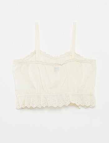 Débardeur à volant avec broderies anglaises