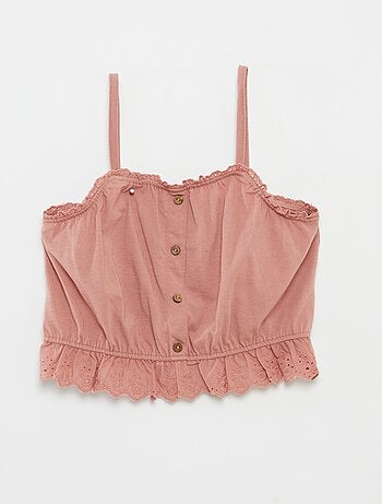 Débardeur à volant avec broderies anglaises