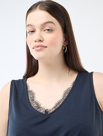 Débardeur col V avec dentelle